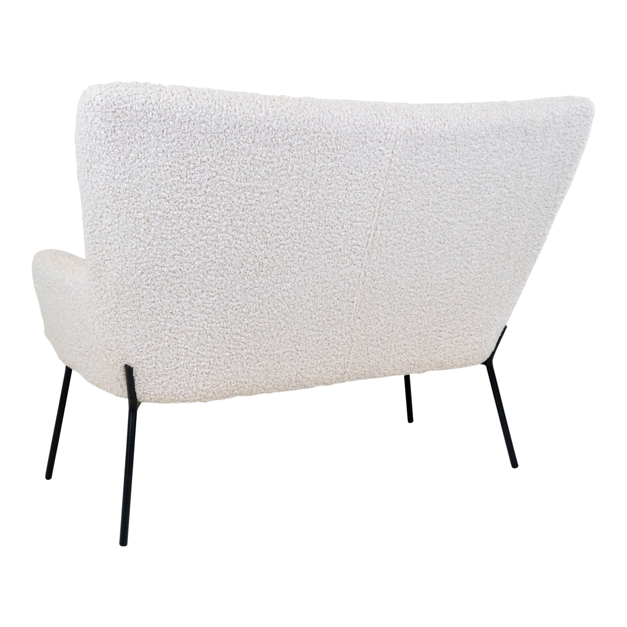 Glasgow – 2-Sitzer Sofa in Kunstlammfell, weiß mit schwarzen Beinen, 128x73x97 cm